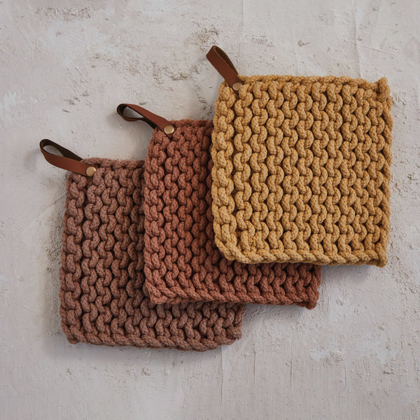 8" Warm Tone Crocheted Pot Holder