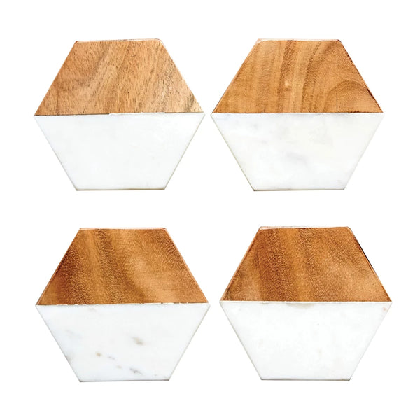 Marble/Wood Hexagon Coasters