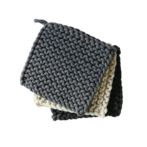 Charcoal/Ivory Crocheted Pot Holder