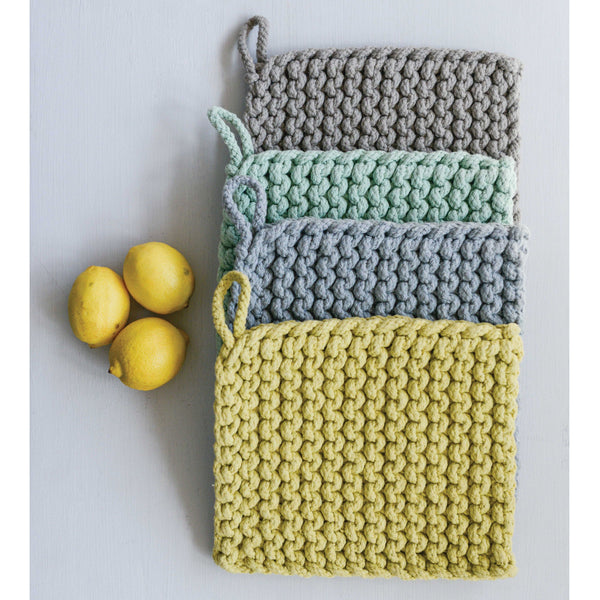 8" Cool Tone Crocheted Pot Holder