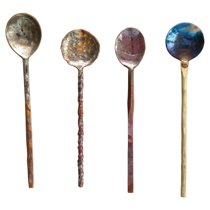 Set/4 Hand Forged Copper Spoons