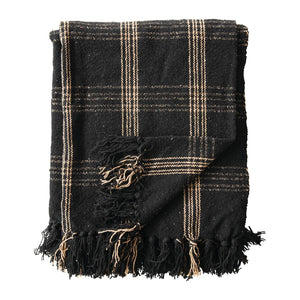 Black/Tan Plaid Throw