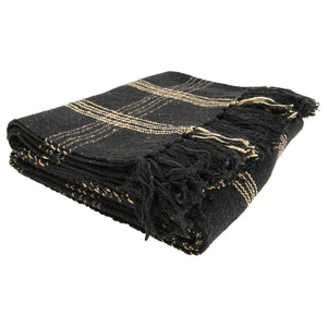 Black/Tan Plaid Throw
