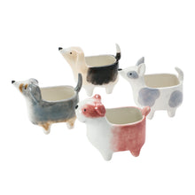 Load image into Gallery viewer, Hand-Painted Ceramic Dog Planter
