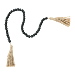 28" Black Wood Bead/Jute Garland