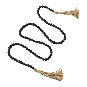72" Black Wood Bead/Jute Garland