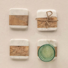 Load image into Gallery viewer, Wood &amp; Marble Square Coaster
