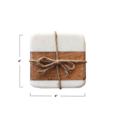 Load image into Gallery viewer, Wood &amp; Marble Square Coaster