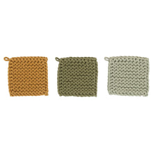 Load image into Gallery viewer, Green/Yellow Crocheted Pot Holder