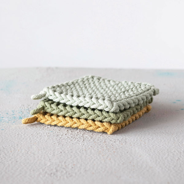 Green/Yellow Crocheted Pot Holder