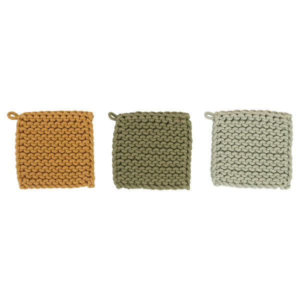 Green/Yellow Crocheted Pot Holder