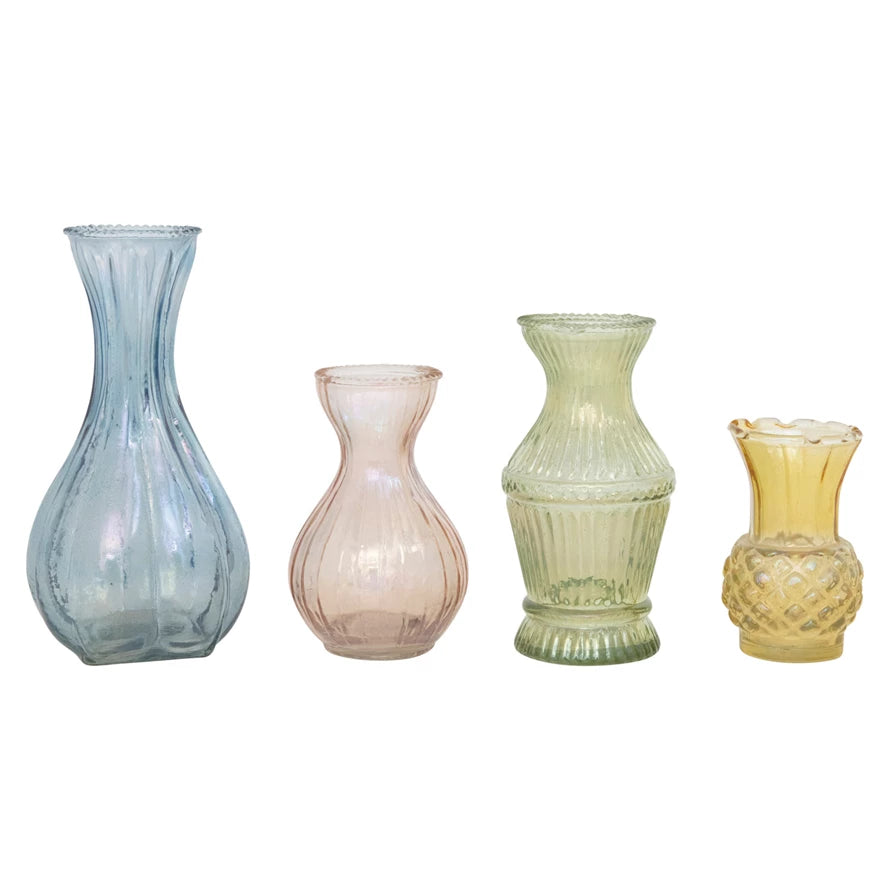 Debossed Glass Vases - 2 color choices!