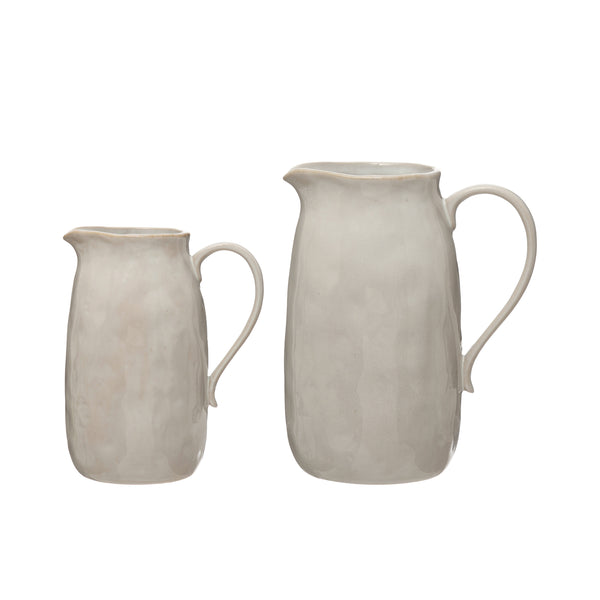White Glazed Stoneware Pitcher