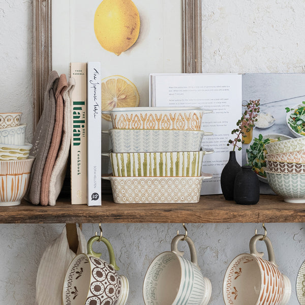 2.5 Cup Hand-Stamped Stoneware Baker