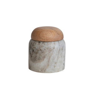 Marble Canister/Mango Wood Lid