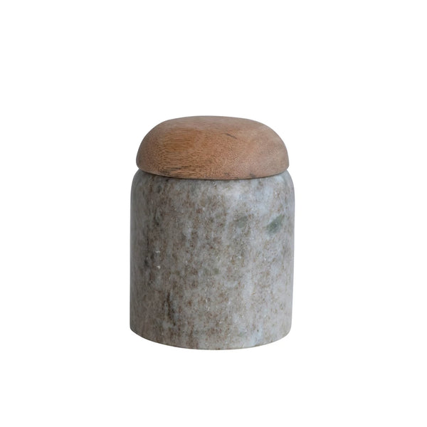 Marble Canister/Mango Wood Lid