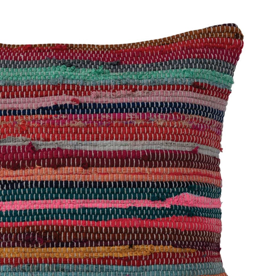 18" Multicolored Chindi Pillow