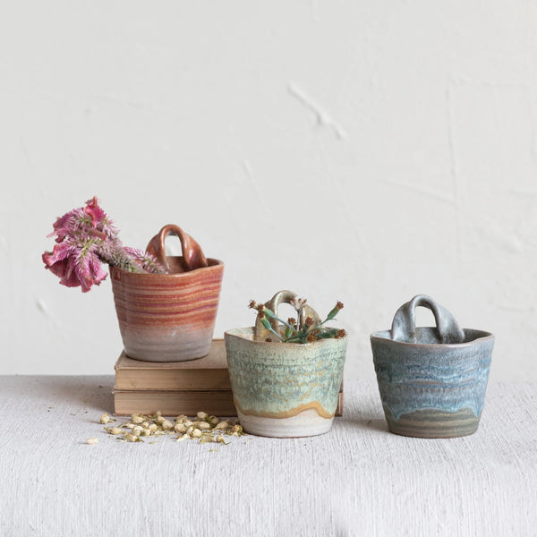 4" Stoneware Wall Planters