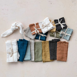 18" Stonewashed Rust Linen Napkins, Set of 4