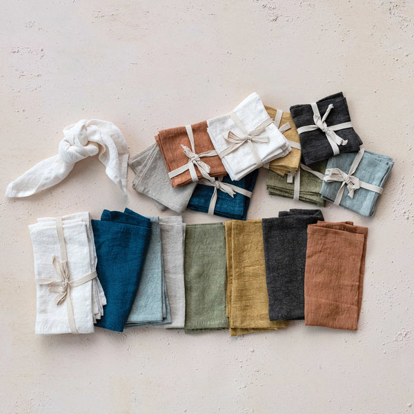 18" Stonewashed Rust Linen Napkins, Set of 4