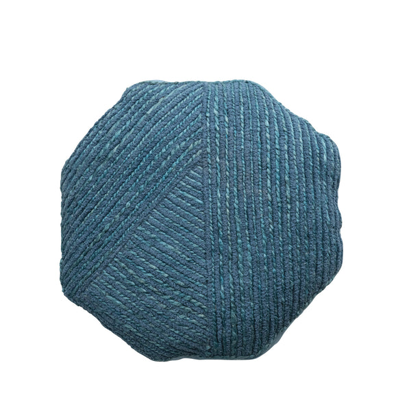 Blue Jute Octagon Pillow