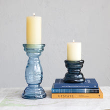 Load image into Gallery viewer, Recycled Glass Candle Holder - Blue