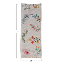 Load image into Gallery viewer, 72" Embroidered Floral Table Runner