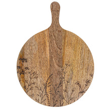 Load image into Gallery viewer, Floral Etched Wood Cheese Board