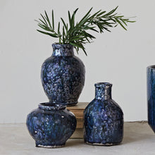 Load image into Gallery viewer, Blue Glazed Terra Cotta Vase