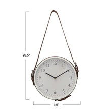 Load image into Gallery viewer, Hanging Wall Clock w/ Leather Strap