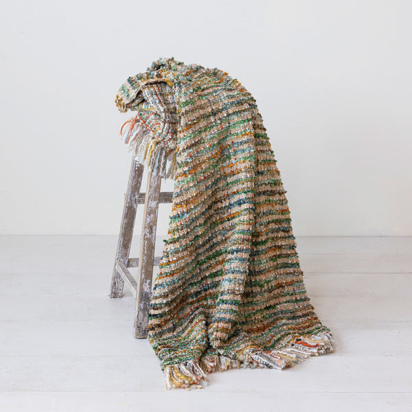 60x 50" Woven Acrylic Bouclé Throw w/ Fringe