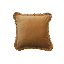 Load image into Gallery viewer, 20" Mustard Velvet Pillow w/ Ruffle Trim