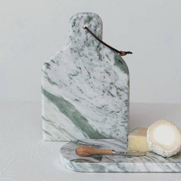 White Marble Board w/ Canape Knife