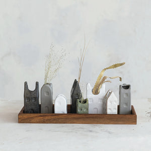 Set/9 House Vases on Tray