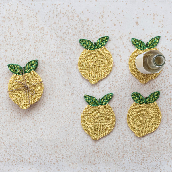 S/4 Beaded Lemon Coasters