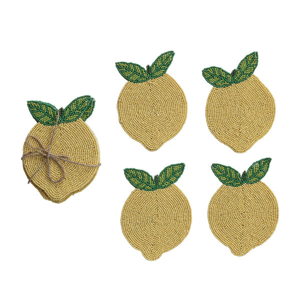 S/4 Beaded Lemon Coasters
