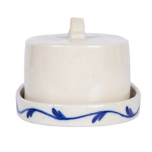 Load image into Gallery viewer, Hand-Painted Flower Stoneware Butter Dish