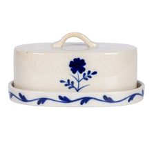 Load image into Gallery viewer, Hand-Painted Flower Stoneware Butter Dish