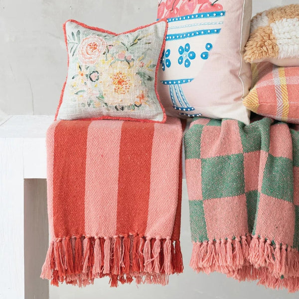 60x50" Pink Two-Tone Woven Throw