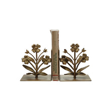 Load image into Gallery viewer, S/2 Gold Flower Bookends
