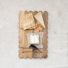 Load image into Gallery viewer, Wood Scalloped Cheese Board w/ Knife