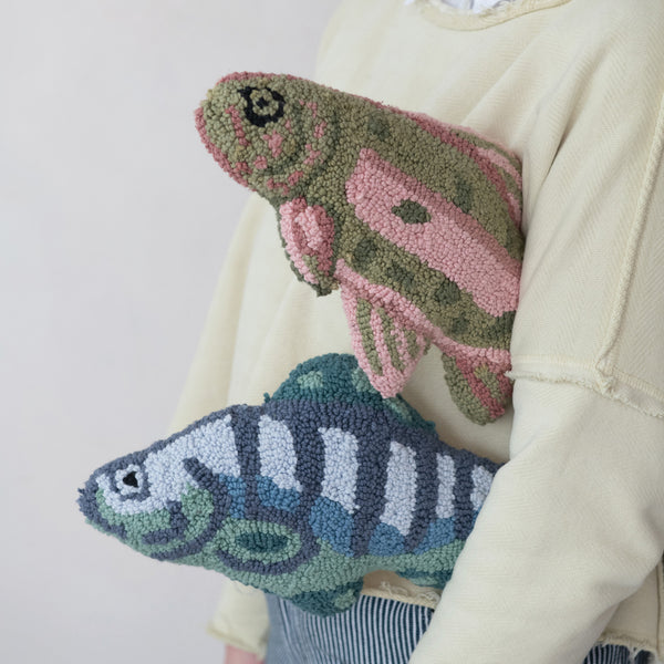 Woven Cotton Tufted Fish Pillow