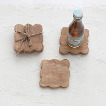 Load image into Gallery viewer, S/4 Scalloped Wood Coasters