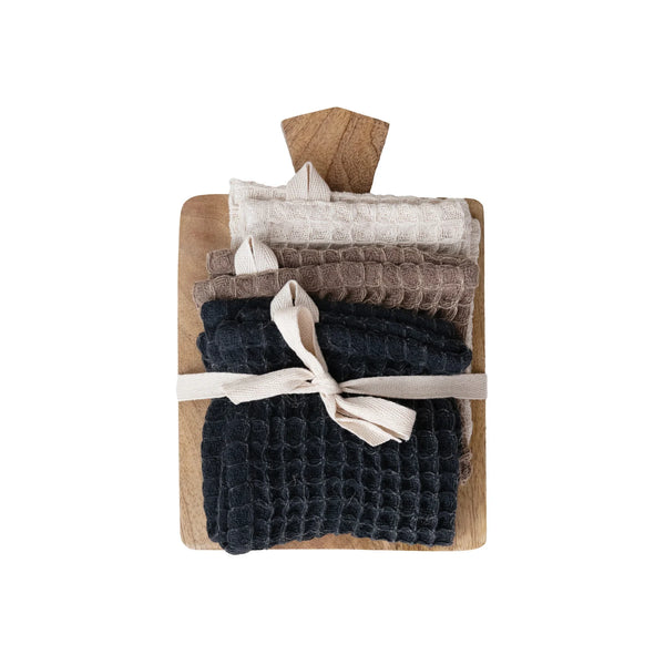 S/4 Waffle Dish Cloths & Board Set