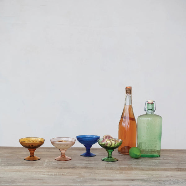 4oz Pressed Coupe Glass, 4 Colors