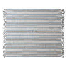 Load image into Gallery viewer, 60x50" Cotton Blue/Brown Striped Throw