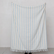 Load image into Gallery viewer, 60x50" Cotton Blue/Brown Striped Throw