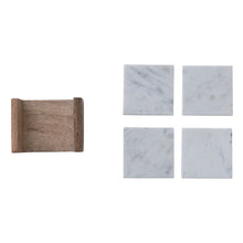 Load image into Gallery viewer, Marble Coasters w/ Mango Wood Holder