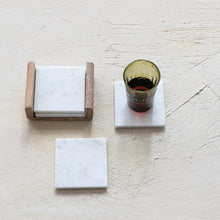 Load image into Gallery viewer, Marble Coasters w/ Mango Wood Holder