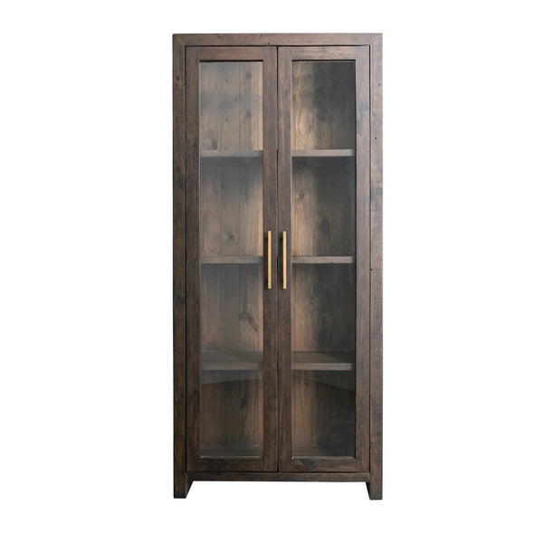 Pine Wood Cabinet w/ Glass Doors